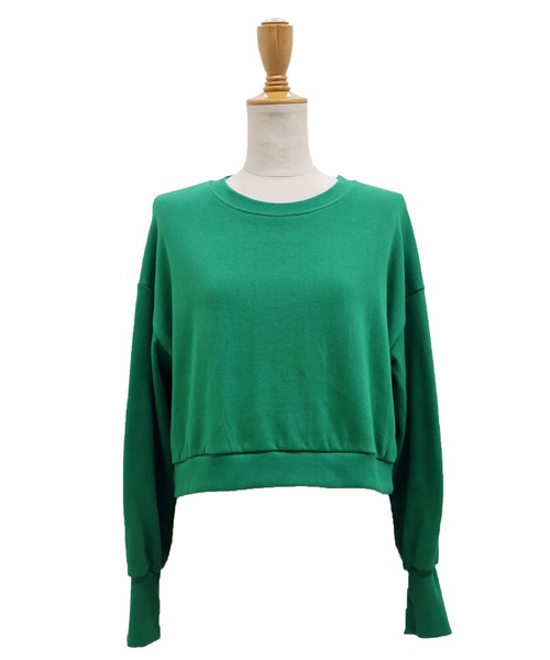 BLUEEAST（ブルーイースト）の「ボリューム袖クロップドスウェット（スウェット・レディース・アイボリー/モカ/グリーン/パープル/ピンクベージュ・MEDIUM）」の20枚目の写真