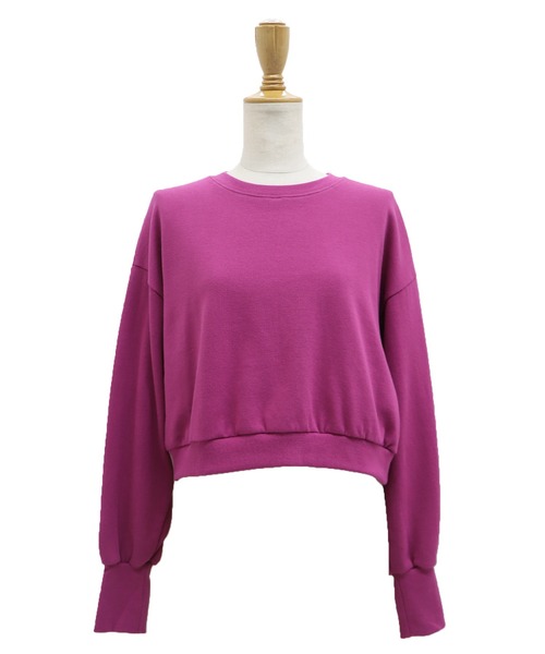 BLUEEAST（ブルーイースト）の「ボリューム袖クロップドスウェット（スウェット・レディース・アイボリー/モカ/グリーン/パープル/ピンクベージュ・MEDIUM）」の21枚目の写真