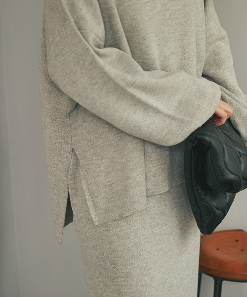 un dix cors（アンディコール）の「ざっくりプルオーバー+スカートニットセットアップ（セットアップ・レディース・チャコールグレー/ライトグレー・FREE）」の19枚目の写真