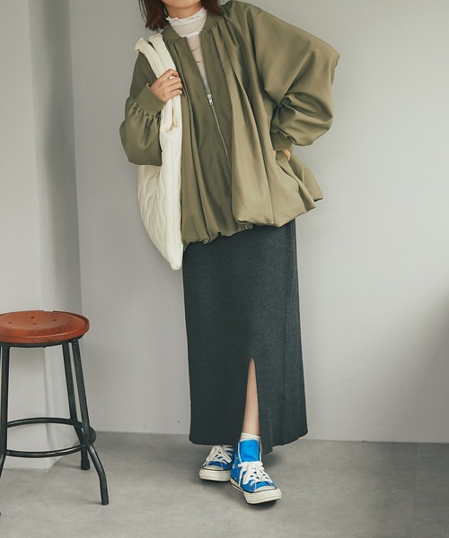 un dix cors（アンディコール）の「ざっくりプルオーバー+スカートニットセットアップ（セットアップ・レディース・チャコールグレー/ライトグレー・FREE）」の3枚目の写真