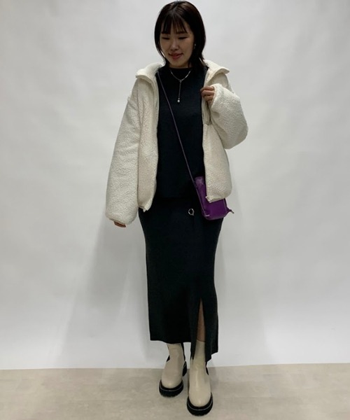 un dix cors（アンディコール）の「ざっくりプルオーバー+スカートニットセットアップ（セットアップ・レディース・チャコールグレー/ライトグレー・FREE）」の13枚目の写真