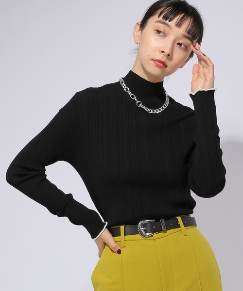 HARE（ハレ）の「ランダムリブハイネックニットトップス(HARE)（ニット/セーター・レディース・ブラック/グレー/ブルー/グリーン系その他/ブラック×ホワイト/グレー系その他・FREE）」の3枚目の写真