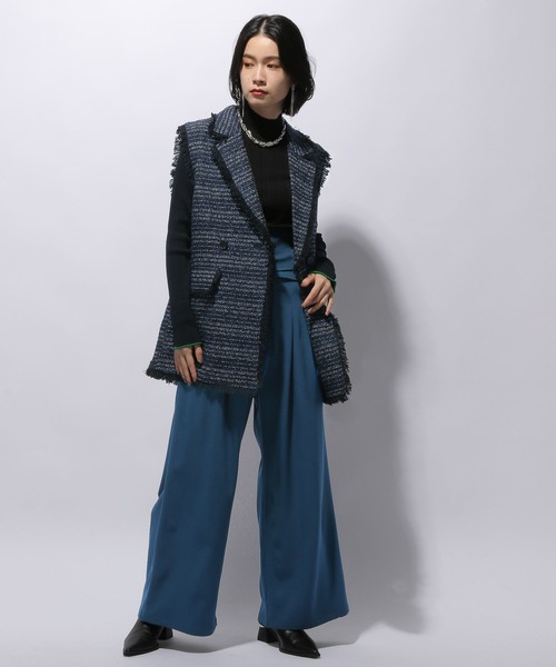 HARE（ハレ）の「ランダムリブハイネックニットトップス(HARE)（ニット/セーター・レディース・ブラック/グレー/ブルー/グリーン系その他/ブラック×ホワイト/グレー系その他・FREE）」の15枚目の写真