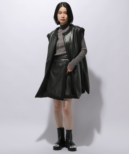 HARE（ハレ）の「ランダムリブハイネックニットトップス(HARE)（ニット/セーター・レディース・ブラック/グレー/ブルー/グリーン系その他/ブラック×ホワイト/グレー系その他・FREE）」の16枚目の写真