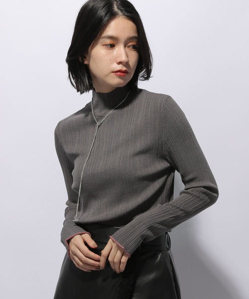 HARE（ハレ）の「ランダムリブハイネックニットトップス(HARE)（ニット/セーター・レディース・ブラック/グレー/ブルー/グリーン系その他/ブラック×ホワイト/グレー系その他・FREE）」の21枚目の写真