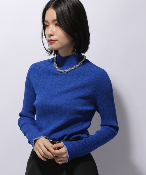 HARE（ハレ）の「ランダムリブハイネックニットトップス(HARE)（ニット/セーター・レディース・ブラック/グレー/ブルー/グリーン系その他/ブラック×ホワイト/グレー系その他・FREE）」の22枚目の写真