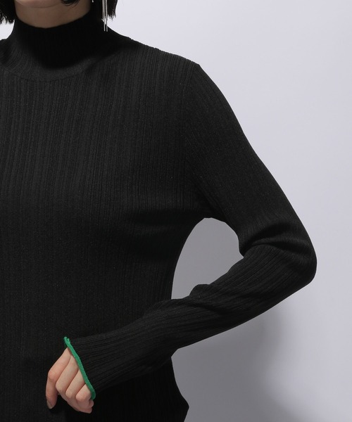 HARE（ハレ）の「ランダムリブハイネックニットトップス(HARE)（ニット/セーター・レディース・ブラック/グレー/ブルー/グリーン系その他/ブラック×ホワイト/グレー系その他・FREE）」の7枚目の写真