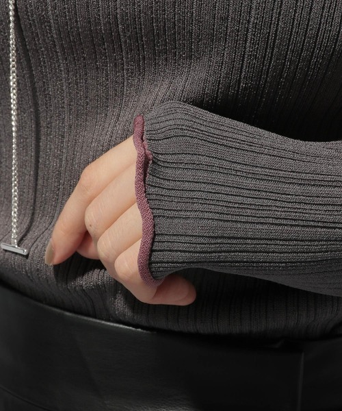 HARE（ハレ）の「ランダムリブハイネックニットトップス(HARE)（ニット/セーター・レディース・ブラック/グレー/ブルー/グリーン系その他/ブラック×ホワイト/グレー系その他・FREE）」の12枚目の写真