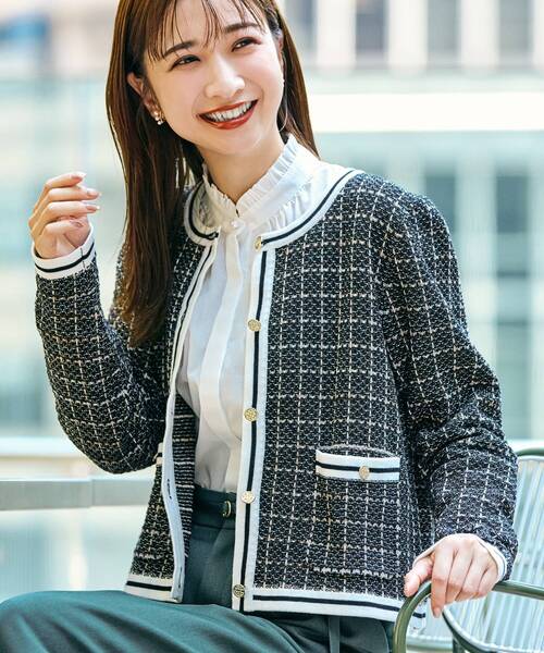 index（インデックス）の「◆コットンブロード スタンドフリルブラウス【WEB限定サイズ】（シャツ/ブラウス・レディース・ネイビー/ホワイト系/ホワイト系その他3/ネイビー系5・40/38/36/42）」の8枚目の写真