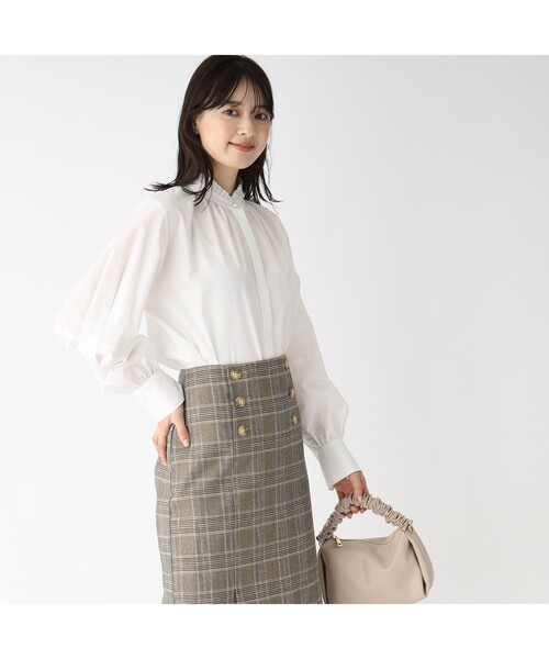 index（インデックス）の「◆コットンブロード スタンドフリルブラウス【WEB限定サイズ】（シャツ/ブラウス・レディース・ネイビー/ホワイト系/ホワイト系その他3/ネイビー系5・40/38/36/42）」の13枚目の写真