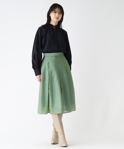 index（インデックス）の「◆コットンブロード スタンドフリルブラウス【WEB限定サイズ】（シャツ/ブラウス・レディース・ネイビー/ホワイト系/ホワイト系その他3/ネイビー系5・40/38/36/42）」の14枚目の写真