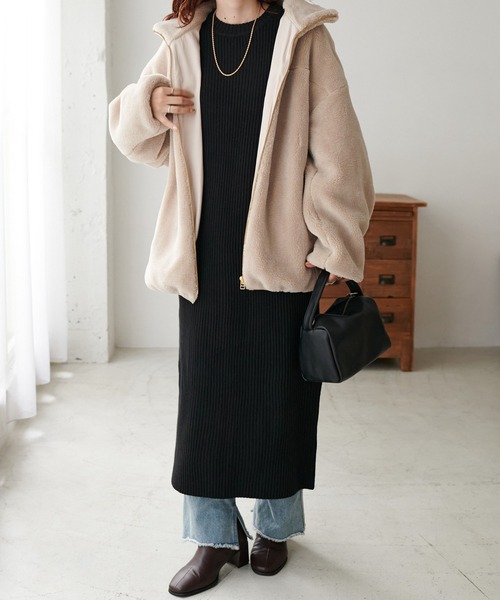 DISCOAT(ディスコート)の「袖リブニットワンピース(ワンピース・レディース・アイボリー/ブラック/モカ/ブルー・FREE)」の20枚目の写真