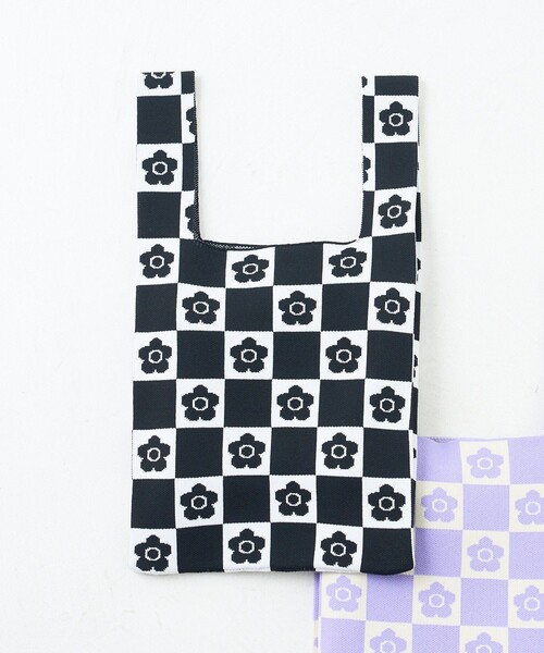 PUBLUX（パブリュクス）の「MARY QUANT/マリークヮント デイジー柄チェッカーニットバッグ（トートバッグ・レディース・ブラック/オレンジ/ブルー/グリーン/ラベンダー・ONE SIZE）」の20枚目の写真
