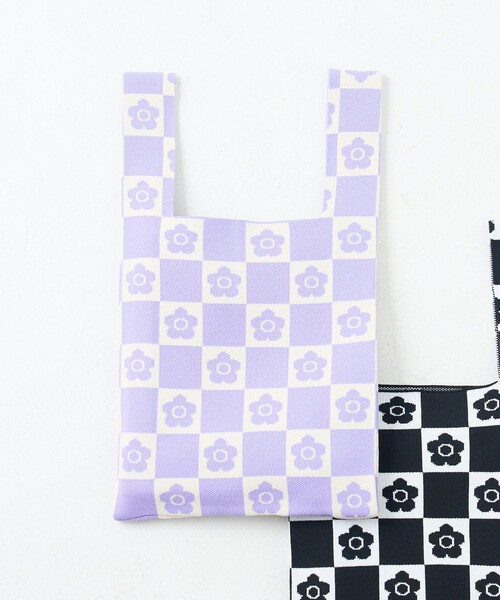 PUBLUX（パブリュクス）の「MARY QUANT/マリークヮント デイジー柄チェッカーニットバッグ（トートバッグ・レディース・ブラック/オレンジ/ブルー/グリーン/ラベンダー・ONE SIZE）」の21枚目の写真