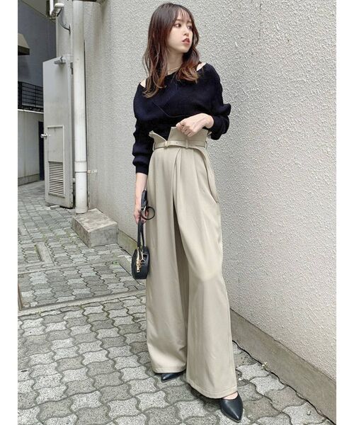 dazzlin(ダズリン)の「ラップデザインワイドパンツ(その他パンツ・レディース・イエロー/ネイビー/ベージュ・SMALL/MEDIUM)」の12枚目の写真