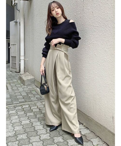 dazzlin(ダズリン)の「ラップデザインワイドパンツ(その他パンツ・レディース・イエロー/ネイビー/ベージュ・SMALL/MEDIUM)」の13枚目の写真