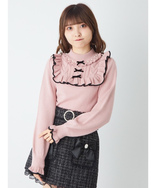 Ank Rouge（アンクルージュ）の「ヨークフリルプチリボンニット