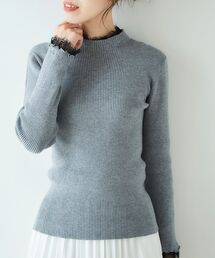 le.coeur blanc | レースツキハイネックリブニット(ニット/セーター)