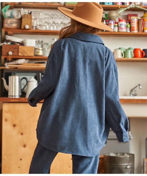 anap mimpi(アナップミンピ)の「コーデュロイ刺繍ビックシャツ【セットアップ着用可】(シャツ/ブラウス・レディース・イエロー/ベージュ/ネイビー・FREE)」の13枚目の写真