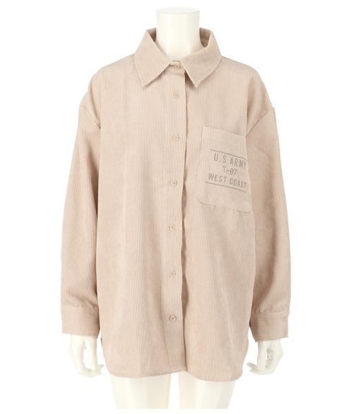 anap mimpi(アナップミンピ)の「コーデュロイ刺繍ビックシャツ【セットアップ着用可】(シャツ/ブラウス・レディース・イエロー/ベージュ/ネイビー・FREE)」の10枚目の写真