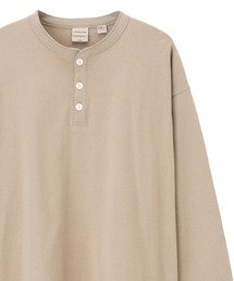 ビッグシルエット ヘンリーネック ロングスリーブTシャツ