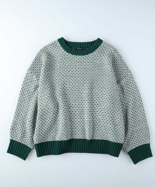 HONEYSUCKLE ROSE(ハニーサックルローズ)の「【HONEYSUCKLE ROSE】地柄プルオーバーニット(ニット/セーター・レディース・グリーン/ブラック・M/L)」の2枚目の写真