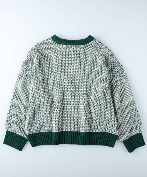 HONEYSUCKLE ROSE(ハニーサックルローズ)の「【HONEYSUCKLE ROSE】地柄プルオーバーニット(ニット/セーター・レディース・グリーン/ブラック・M/L)」の5枚目の写真