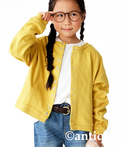 antiqua(アンティカ)の「前後2wayリブカーディガン(カーディガン/ボレロ・キッズ・マスタード/グリーン/ベージュ/ブラック・110/120/130/140/150/160)」の16枚目の写真