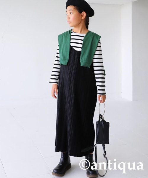 antiqua(アンティカ)の「前後2wayリブカーディガン(カーディガン/ボレロ・キッズ・マスタード/グリーン/ベージュ/ブラック・110/120/130/140/150/160)」の21枚目の写真