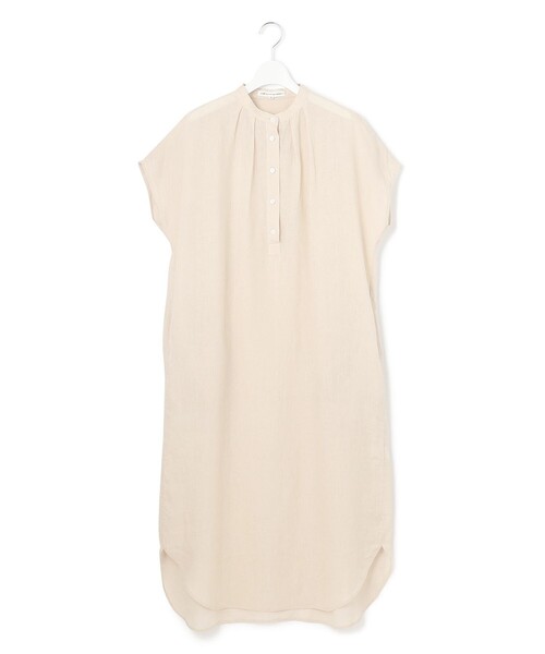【試着のみ】23区 L LIBECO シャツワンピース　ライトイエロー系　46 美品*23区 × LIBECO リネン シャツワンピース*サイズ32 イエロー