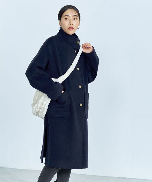fredy emue（フレディエミュ）の「ウール混ミドル丈スタンドコート（その他アウター・レディース・ライトグレー/ネイビー/カーキ・38）」の5枚目の写真
