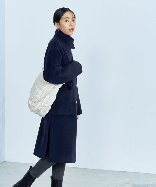 fredy emue（フレディエミュ）の「ウール混ミドル丈スタンドコート（その他アウター・レディース・ライトグレー/ネイビー/カーキ・38）」の9枚目の写真