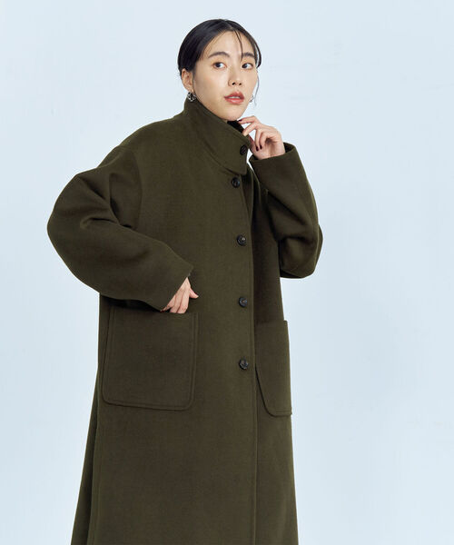 fredy emue（フレディエミュ）の「ウール混ミドル丈スタンドコート（その他アウター・レディース・ライトグレー/ネイビー/カーキ・38）」の16枚目の写真