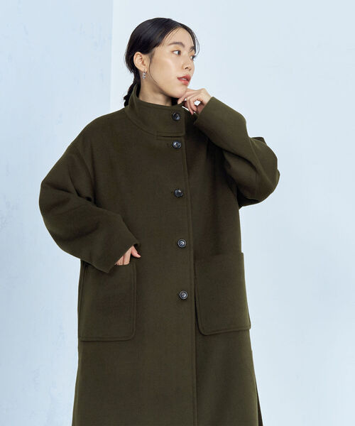 fredy emue（フレディエミュ）の「ウール混ミドル丈スタンドコート（その他アウター・レディース・ライトグレー/ネイビー/カーキ・38）」の17枚目の写真
