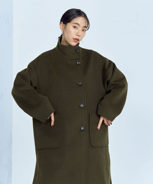 fredy emue（フレディエミュ）の「ウール混ミドル丈スタンドコート（その他アウター・レディース・ライトグレー/ネイビー/カーキ・38）」の18枚目の写真