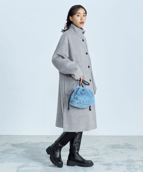 fredy emue（フレディエミュ）の「ウール混ミドル丈スタンドコート（その他アウター・レディース・ライトグレー/ネイビー/カーキ・38）」の20枚目の写真