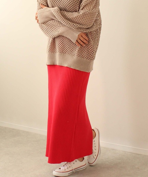 toucher du brise(トゥシェドブリーズ)の「12G ロング ナロー スカート(スカート・レディース・ブラック/グリーン/ピンク/ベージュ・M)」の4枚目の写真