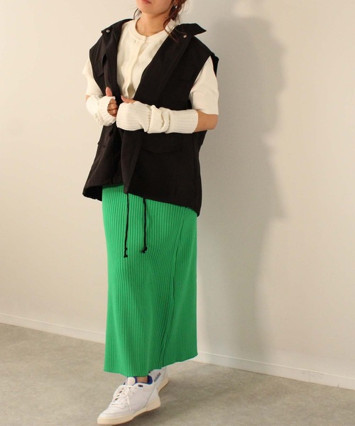 toucher du brise(トゥシェドブリーズ)の「12G ロング ナロー スカート(スカート・レディース・ブラック/グリーン/ピンク/ベージュ・M)」の18枚目の写真