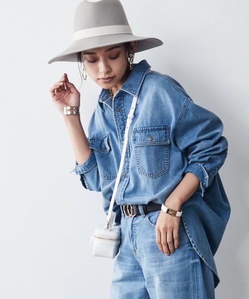 CHIC STYLE（シックスタイル）の「綿100％ライトオンスデニムシャツ ＜大きいサイズ有＞シックスタイル（シャツ/ブラウス・レディース・ネイビー系/ブルー系/ネイビー系2/ブルー系2/グレー系・L/LL/3L/5L/4L/M）」の4枚目の写真