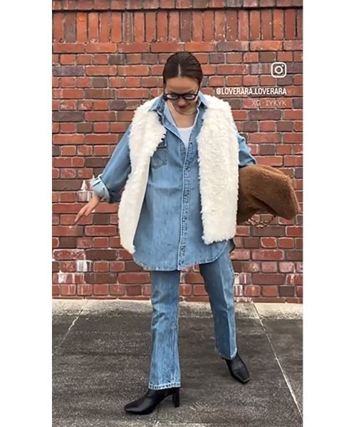 CHIC STYLE（シックスタイル）の「綿100％ライトオンスデニムシャツ ＜大きいサイズ有＞シックスタイル（シャツ/ブラウス・レディース・ネイビー系/ブルー系/ネイビー系2/ブルー系2/グレー系・L/LL/3L/5L/4L/M）」の16枚目の写真