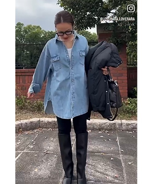 綿100％ライトオンスデニムシャツ ＜大きいサイズ有＞シックスタイル