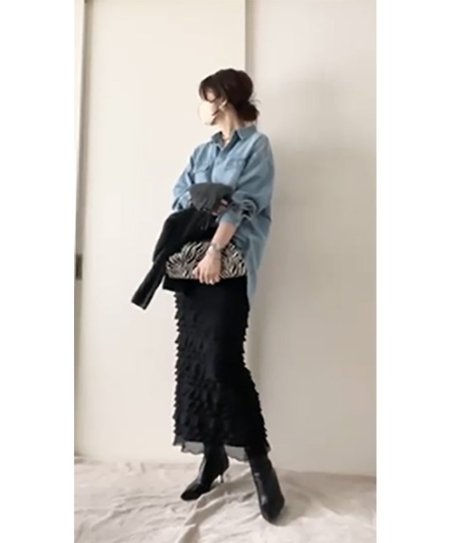 CHIC STYLE（シックスタイル）の「綿100％ライトオンスデニムシャツ ＜大きいサイズ有＞シックスタイル（シャツ/ブラウス・レディース・ネイビー系/ブルー系/ネイビー系2/ブルー系2/グレー系・L/LL/3L/5L/4L/M）」の11枚目の写真