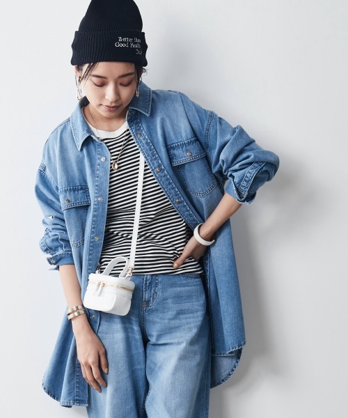 23×DENIM ライトブルーデニムシャツ　32サイズ trim_ofcrs_item84a8fc3ea84111e