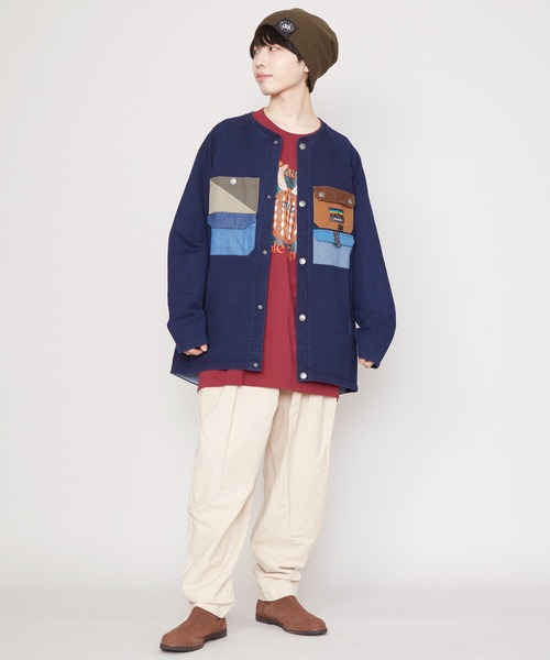 チャイハネ（チャイハネ）の「【チャイハネ】Amina×grn キャッパMEN'Sカーディガン（ブルゾン・メンズ・インディゴブルー/グレー・FREE）」の14枚目の写真