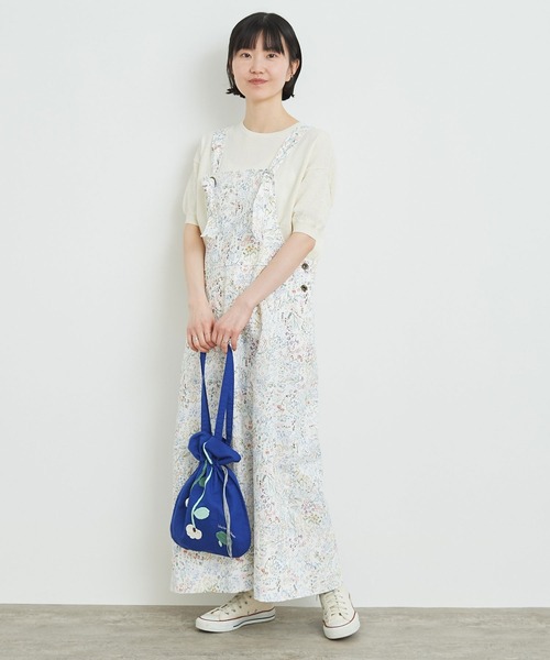 l'atelier du savon（アトリエドサボン）の「かぎ針刺繍　ブーケのような巾着バッグ（ハンドバッグ・レディース・ブルー/ブラック/ホワイト・FREE）」の15枚目の写真