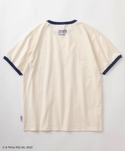 make a ray!（メイク ア レイ！）の「【PEZ/ペッツ】キャラクターキャンディーケース レトロイラスト サークルプリント リンガー半袖Tシャツ/ビッグシルエット（Tシャツ/カットソー・レディース・ホワイト×ネイビー/ホワイト×グレー/ホワイト×レッド・XL/M/L）」の5枚目の写真