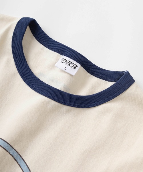 make a ray!（メイク ア レイ！）の「【PEZ/ペッツ】キャラクターキャンディーケース レトロイラスト サークルプリント リンガー半袖Tシャツ/ビッグシルエット（Tシャツ/カットソー・レディース・ホワイト×ネイビー/ホワイト×グレー/ホワイト×レッド・XL/M/L）」の6枚目の写真