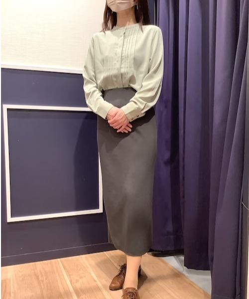 TOKYO SHIRTS（トウキョウシャツ）の「ピンタックビジュー釦 長袖ブラウス（シャツ/ブラウス・レディース・ライトグレー/ライトグリーン・L/M）」の20枚目の写真