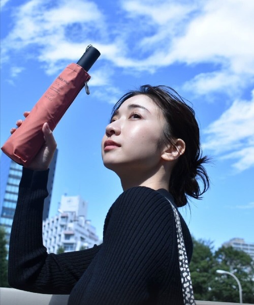 Waterfront（ウォーターフロント）の「折傘　クイックシャット（折りたたみ傘・レディース・サンドベージュ/テラコッタ/アクア/ダークネイビー/グレイッシュブルー/ブラック/ヘザーグレー/ネイビー/ライトピンク・FREE）」の3枚目の写真