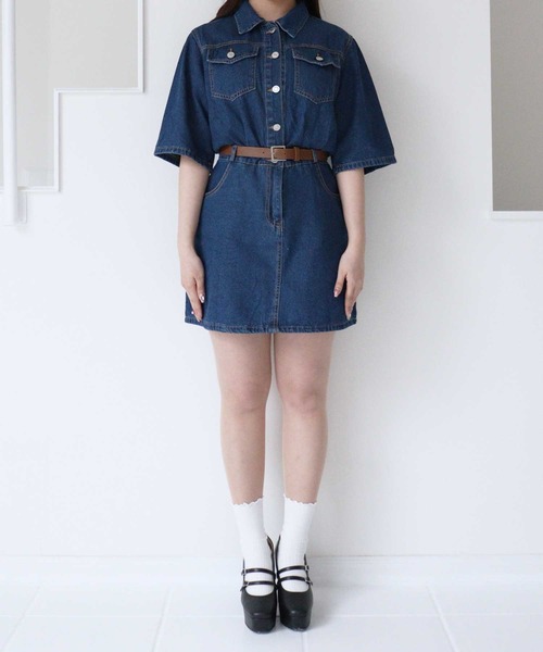 titty&Co. PETIT(ティティアンドコープティ)の「【titty&Co.PETIT 】デニムサファリワンピース(ワンピース・レディース・インディゴブルー・FREE)」の7枚目の写真